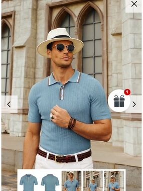 Men’s Paul Hones blue golf shirt size large